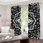 Black And White Lotus Mandala Print Blackout Grommet Curtains