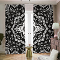 Black And White Lotus Mandala Print Dimout Pencil Pleat Curtains