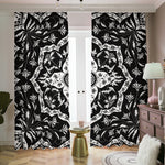 Black And White Lotus Mandala Print Blackout Pencil Pleat Curtains