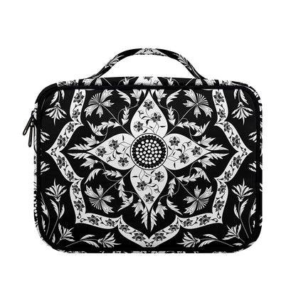 Black And White Lotus Mandala Print Briefcase Bible Bag