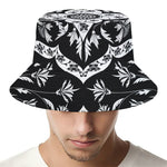 Black And White Lotus Mandala Print Bucket Hat