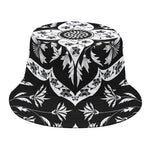 Black And White Lotus Mandala Print Bucket Hat