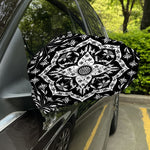 Black And White Lotus Mandala Print Car Side Mirror Covers