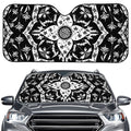 Black And White Lotus Mandala Print Car Windshield Sun Shade