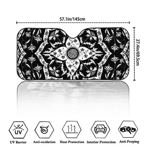 Black And White Lotus Mandala Print Car Windshield Sun Shade