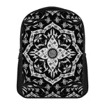Black And White Lotus Mandala Print Casual Backpack