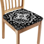 Black And White Lotus Mandala Print Chair Cushion Cover