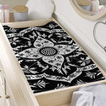 Black And White Lotus Mandala Print Changing Pad Cover