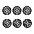 Black And White Lotus Mandala Print Coaster Set