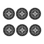 Black And White Lotus Mandala Print Coaster Set
