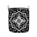 Black And White Lotus Mandala Print Collapsible Laundry Basket