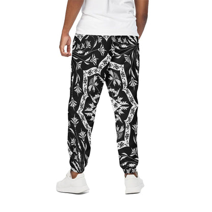 Black And White Lotus Mandala Print Cotton Pants