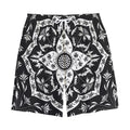 Black And White Lotus Mandala Print Cotton Shorts