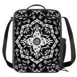 Black And White Lotus Mandala Print Crossbody Lunch Bag