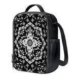 Black And White Lotus Mandala Print Crossbody Lunch Bag
