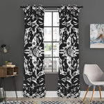 Black And White Lotus Mandala Print Curtain