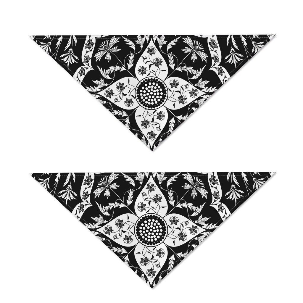 Black And White Lotus Mandala Print Dog Bandana