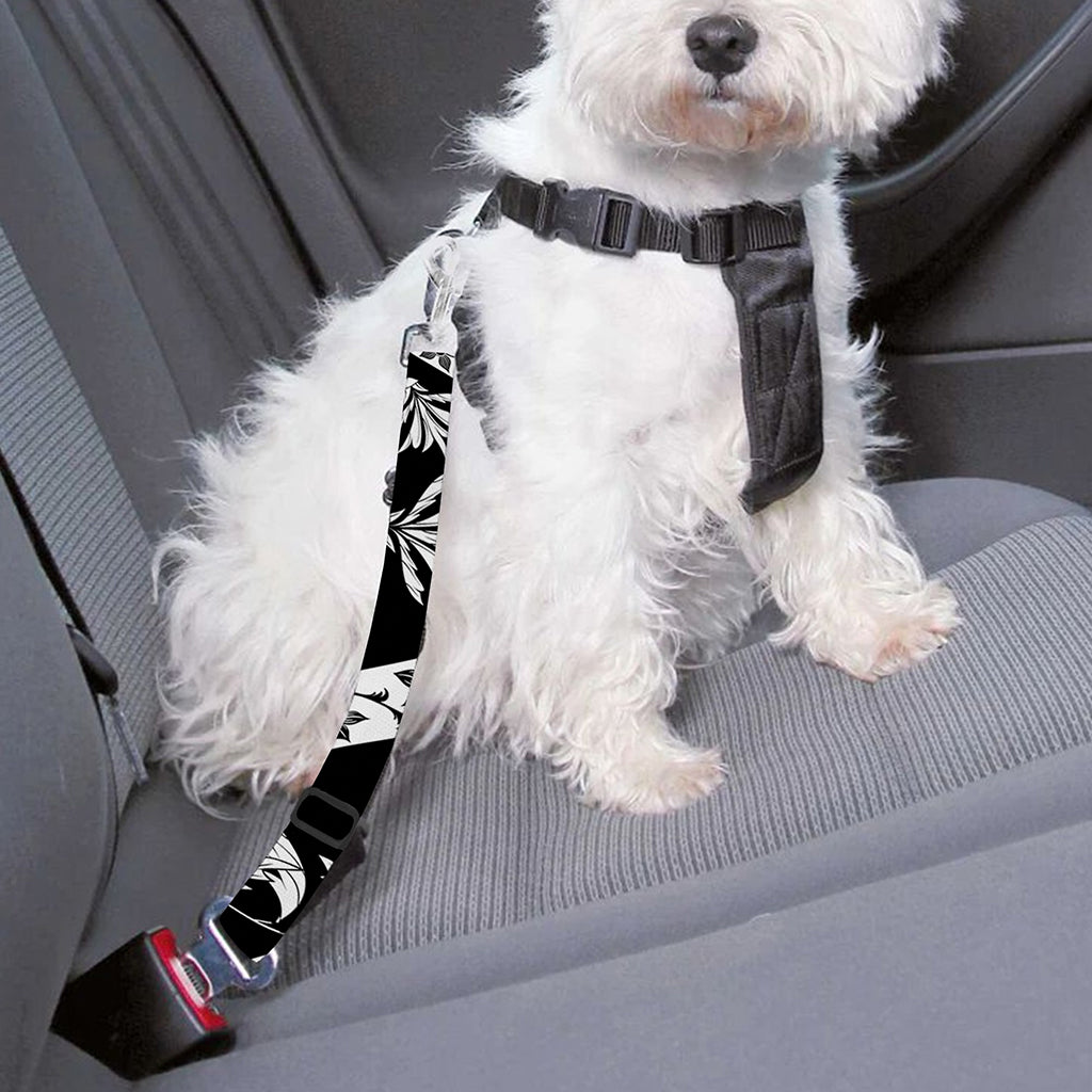 Black And White Lotus Mandala Print Dog Seat Belt