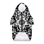 Black And White Lotus Mandala Print Dog Zip Up Hoodie