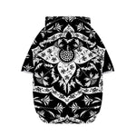 Black And White Lotus Mandala Print Dog Zip Up Hoodie