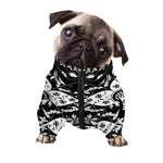 Black And White Lotus Mandala Print Dog Zip Up Jacket
