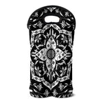 Black And White Lotus Mandala Print Double Neoprene Wine Tote