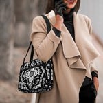 Black And White Lotus Mandala Print Double Strap Bible Bag