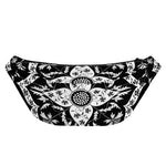 Black And White Lotus Mandala Print Fanny Pack