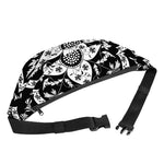 Black And White Lotus Mandala Print Fanny Pack