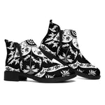 Black And White Lotus Mandala Print Flat Ankle Boots