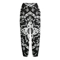Black And White Lotus Mandala Print Fleece Lined Knit Pants