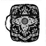 Black And White Lotus Mandala Print Front Pocket Bible Bag