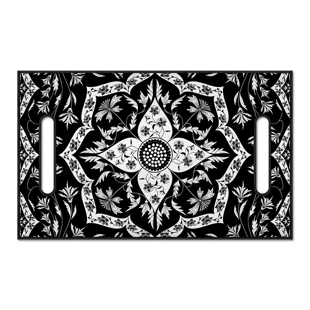 Black And White Lotus Mandala Print Golf Cart Seat Cover