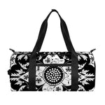 Black And White Lotus Mandala Print Gym Bag
