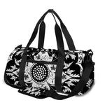 Black And White Lotus Mandala Print Gym Bag
