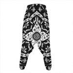 Black And White Lotus Mandala Print Hammer Pants