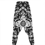 Black And White Lotus Mandala Print Hammer Pants