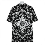 Black And White Lotus Mandala Print Hawaiian Shirt