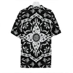 Black And White Lotus Mandala Print Hawaiian Shirt