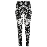 Black And White Lotus Mandala Print High-Waisted Pocket Leggings