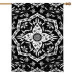 Black And White Lotus Mandala Print House Flag