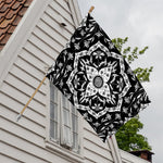 Black And White Lotus Mandala Print House Flag