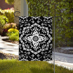 Black And White Lotus Mandala Print House Flag