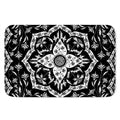 Black And White Lotus Mandala Print Indoor Door Mat