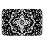 Black And White Lotus Mandala Print Indoor Door Mat