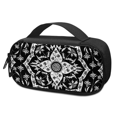 Black And White Lotus Mandala Print Insulin Cooler Travel Case