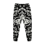 Black And White Lotus Mandala Print Jogger Pants