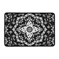 Black And White Lotus Mandala Print Kitchen Mat