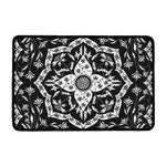 Black And White Lotus Mandala Print Kitchen Mat