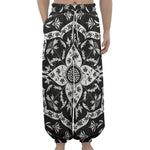 Black And White Lotus Mandala Print Lantern Pants